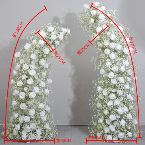 Moon Shape White Rose and Baby's Breath Wedding Arch for Special Occasions and Events
