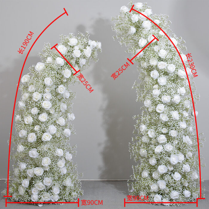 Moon Shape White Rose and Baby's Breath Wedding Arch for Special Occasions and Events
