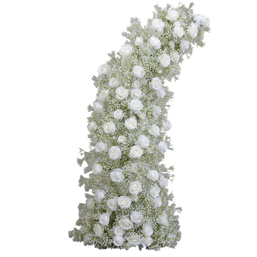 Moon Shape White Rose and Baby's Breath Wedding Arch for Special Occasions and Events