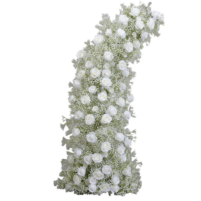 Moon Shape White Rose and Baby's Breath Wedding Arch for Special Occasions and Events