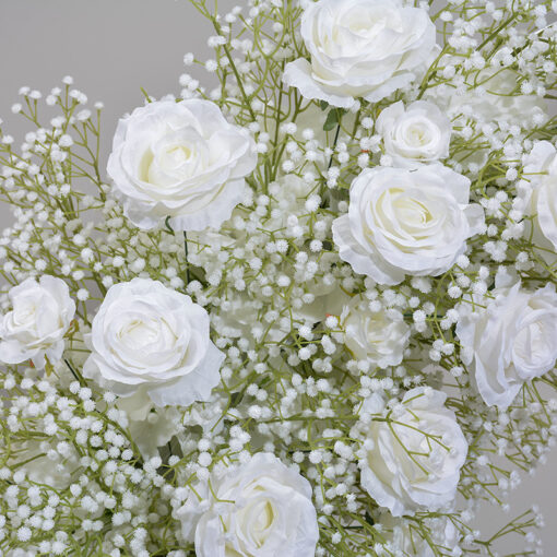 Moon Shape White Rose and Baby's Breath Wedding Arch for Special Occasions and Events