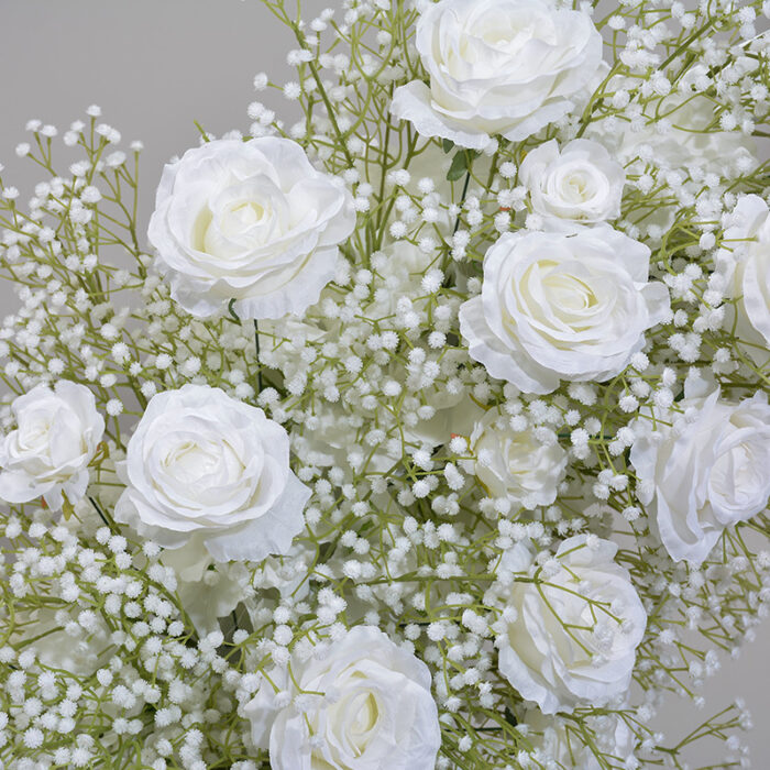 Moon Shape White Rose and Baby's Breath Wedding Arch for Special Occasions and Events