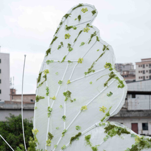 Natural Elegance Butterfly Backdrop with White Transparent Wings and Greenery
