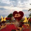 Opulent Red Rose Heart-Shaped Floral Wall for a Dreamlike Proposal