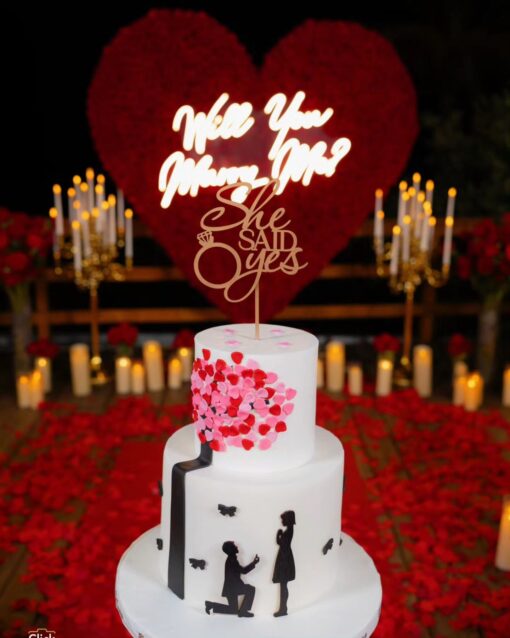 Opulent Red Rose Heart-Shaped Floral Wall for a Dreamlike Proposal