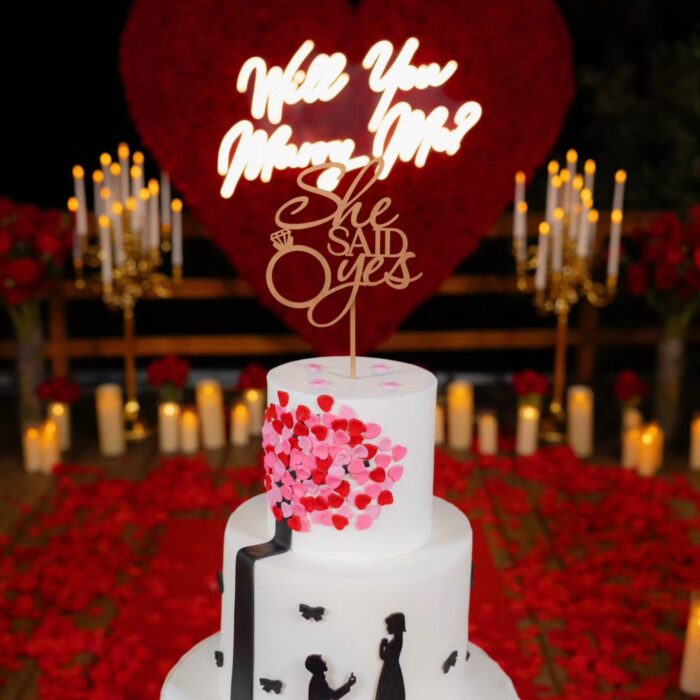 Opulent Red Rose Heart-Shaped Floral Wall for a Dreamlike Proposal