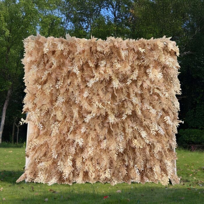 Pampas Grass Flower Wall Decor – 8' x 8' Fabric-Backed Wedding & Event Backdrop