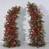 Passionate Burgundy Rose Wedding Arch with Eucalyptus Garland, Reception Backdrop Decor