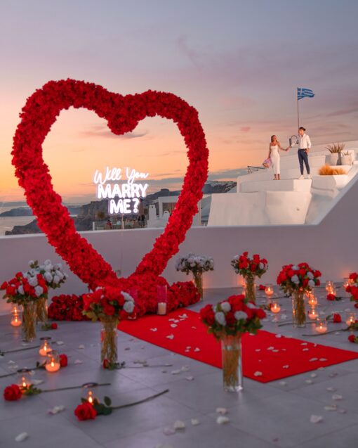 Passionate Red Heart-Shaped Rose Arch for a Dreamy Proposal Moment