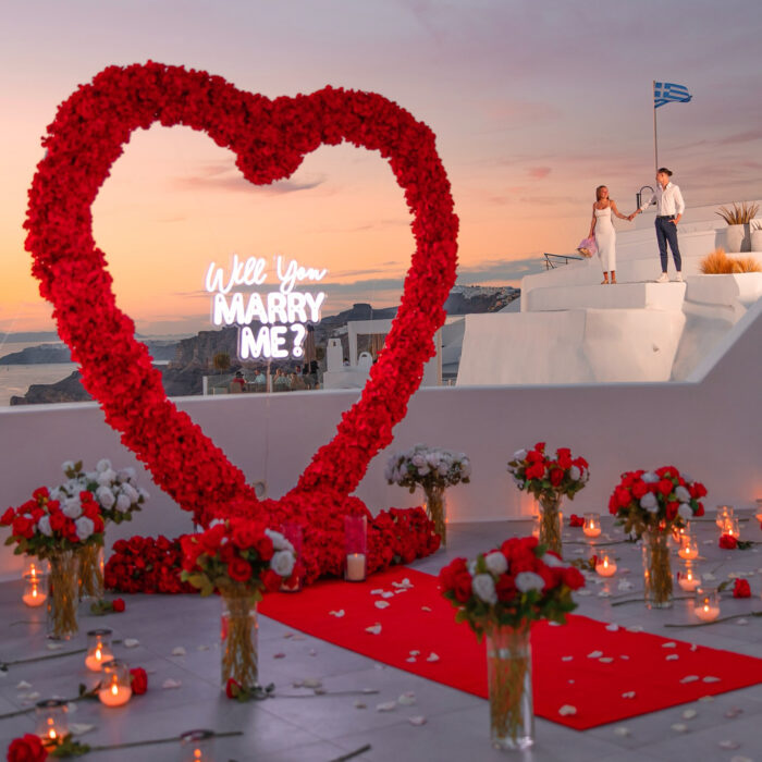 Passionate Red Heart-Shaped Rose Arch for a Dreamy Proposal Moment