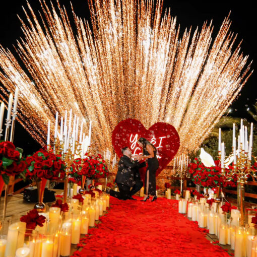Passionate Red Rose Heart Floral Wall for an Unforgettable Proposal Moment