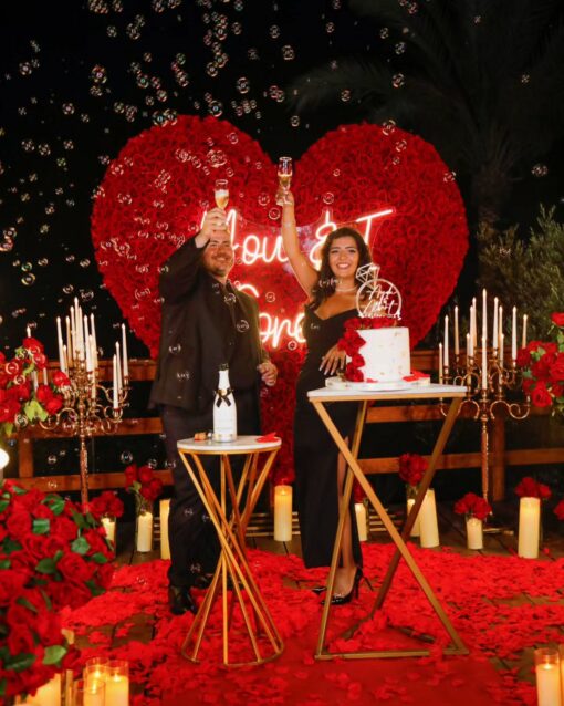Passionate Red Rose Heart Floral Wall for an Unforgettable Proposal Moment