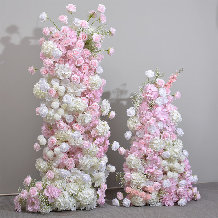 Pink Roses and Gypsophila Floral Arch Set – Wedding Backdrop with Frame Included