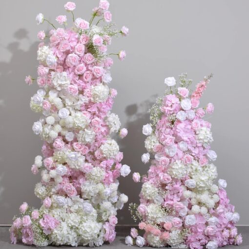 Pink Roses and Gypsophila Floral Arch Set – Wedding Backdrop with Frame Included