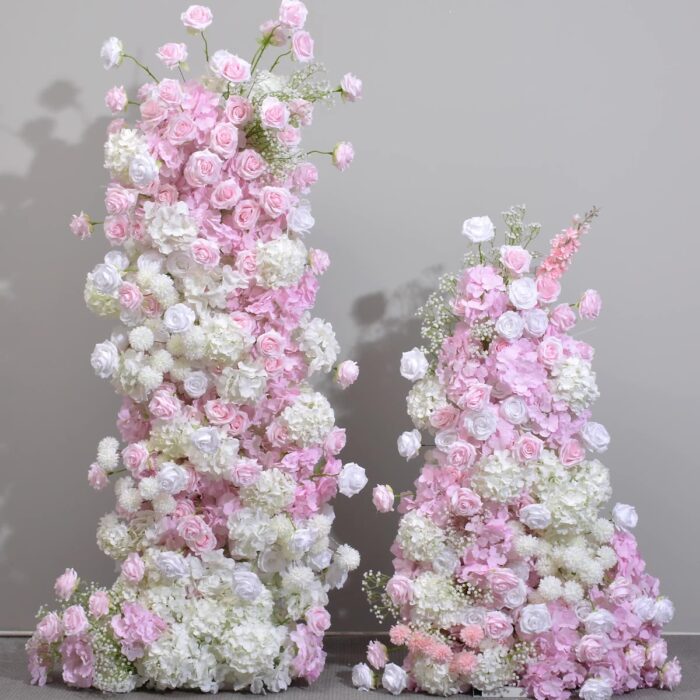 Pink Roses and Gypsophila Floral Arch Set – Wedding Backdrop with Frame Included