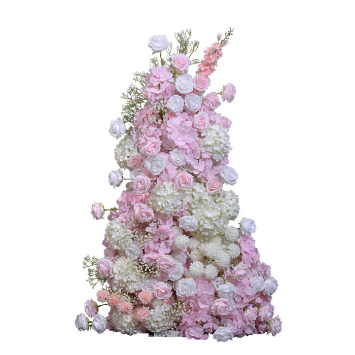 Pink Roses and Gypsophila Floral Arch Set – Wedding Backdrop with Frame Included