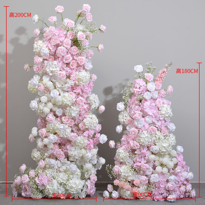 Pink Roses and Gypsophila Floral Arch Set – Wedding Backdrop with Frame Included