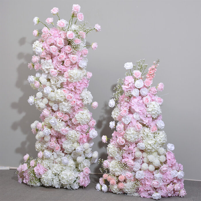 Pink Roses and Gypsophila Floral Arch Set – Wedding Backdrop with Frame Included