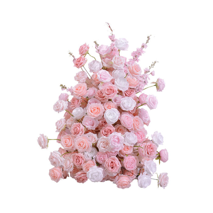 Pink & White Rose Floral Wedding Arch – Artificial Silk Flowers for Event Decoration and Party Backdrop