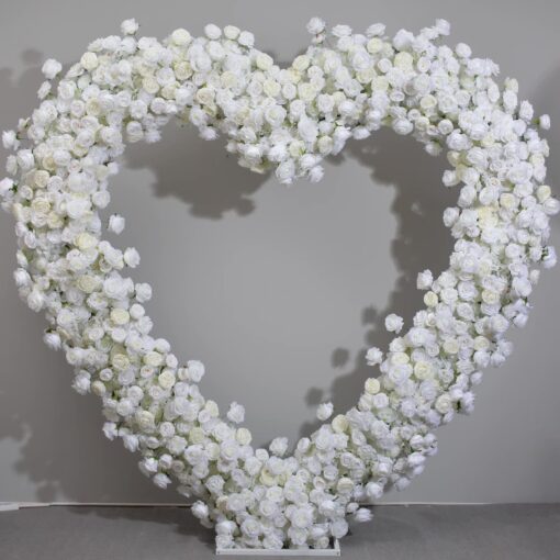 Pure White Rose Heart-Shaped Arch for Wedding Ceremony and Elegant Event Backdrop