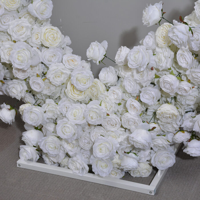 Pure White Rose Heart-Shaped Arch for Wedding Ceremony and Elegant Event Backdrop