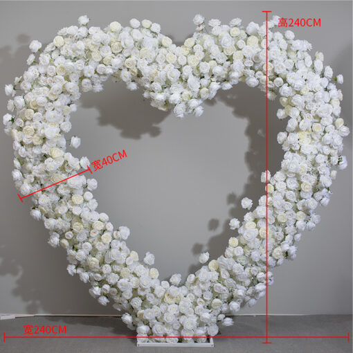 Pure White Rose Heart-Shaped Arch for Wedding Ceremony and Elegant Event Backdrop