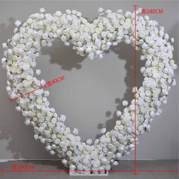 Pure White Rose Heart-Shaped Arch for Wedding Ceremony and Elegant Event Backdrop