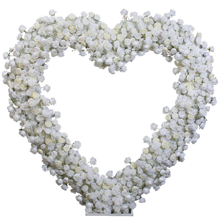Pure White Rose Heart-Shaped Arch for Wedding Ceremony and Elegant Event Backdrop