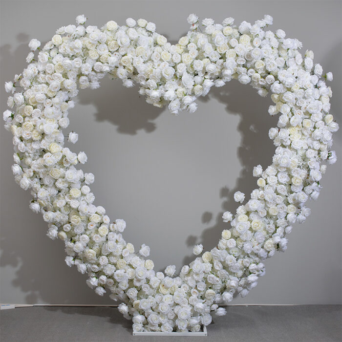 Pure White Rose Heart-Shaped Arch for Wedding Ceremony and Elegant Event Backdrop