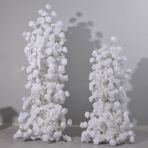 Pure White Wedding Arch with Luxury White Roses and Hydrangeas – Elegant Wedding Backdrop