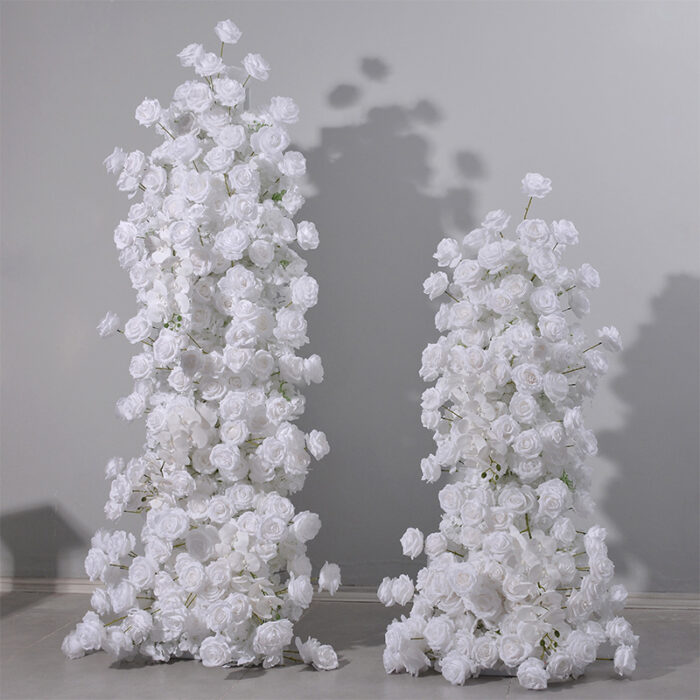 Pure White Wedding Arch with Luxury White Roses and Hydrangeas – Elegant Wedding Backdrop