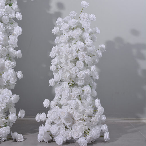 Pure White Wedding Arch with Luxury White Roses and Hydrangeas – Elegant Wedding Backdrop
