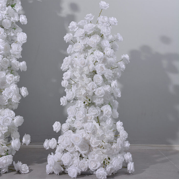 Pure White Wedding Arch with Luxury White Roses and Hydrangeas – Elegant Wedding Backdrop