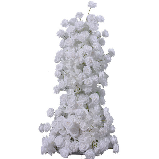 Pure White Wedding Arch with Luxury White Roses and Hydrangeas – Elegant Wedding Backdrop