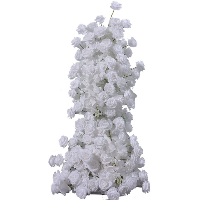 Pure White Wedding Arch with Luxury White Roses and Hydrangeas – Elegant Wedding Backdrop