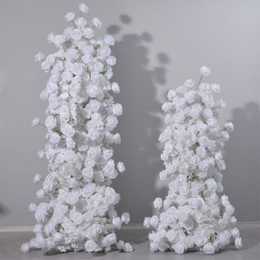 Pure White Wedding Arch with Luxury White Roses and Hydrangeas – Elegant Wedding Backdrop