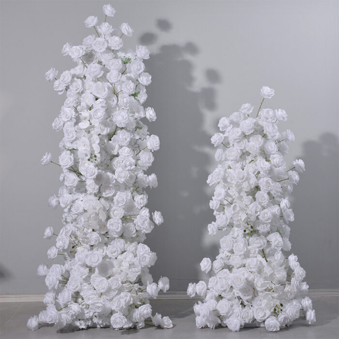 Pure White Wedding Arch with Luxury White Roses and Hydrangeas – Elegant Wedding Backdrop