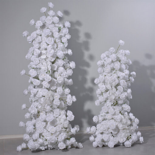 Pure White Wedding Arch with Luxury White Roses and Hydrangeas – Elegant Wedding Backdrop