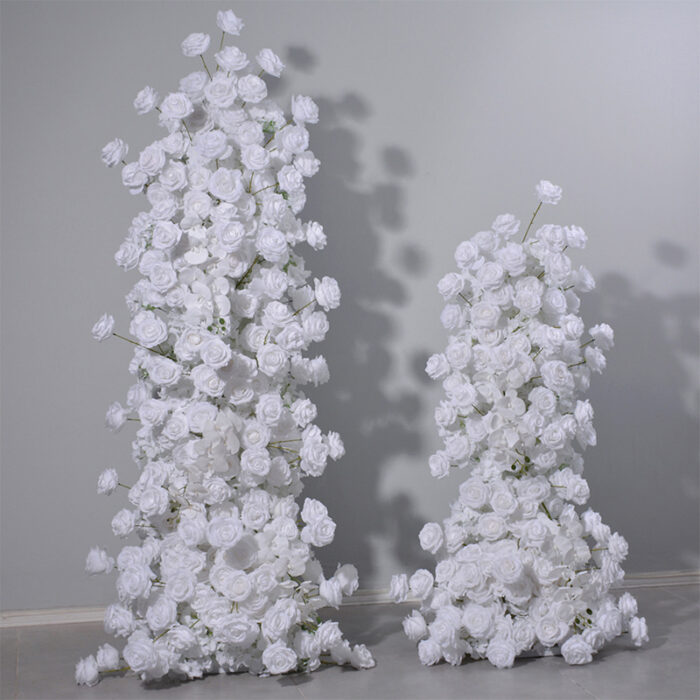 Pure White Wedding Arch with Luxury White Roses and Hydrangeas – Elegant Wedding Backdrop