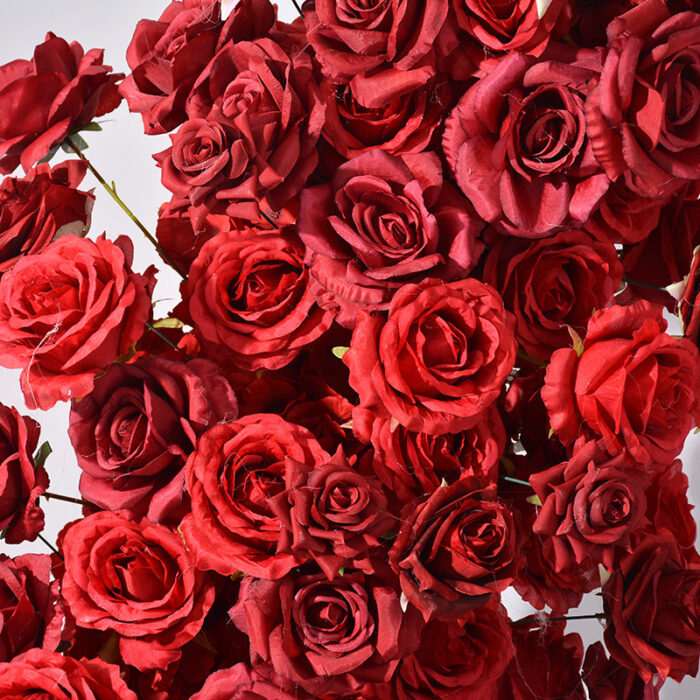 Red Rose Wedding Floral Arch, Elegant Flower Row Arrangement for Events and Parties