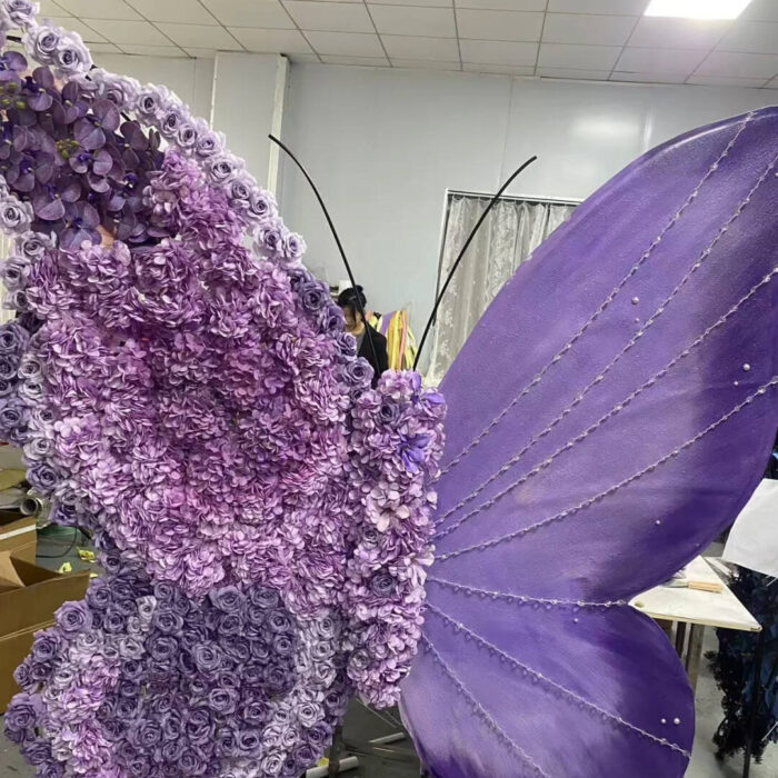Rich Floral Purple Butterfly Backdrop for Luxury Wedding and Event Décor