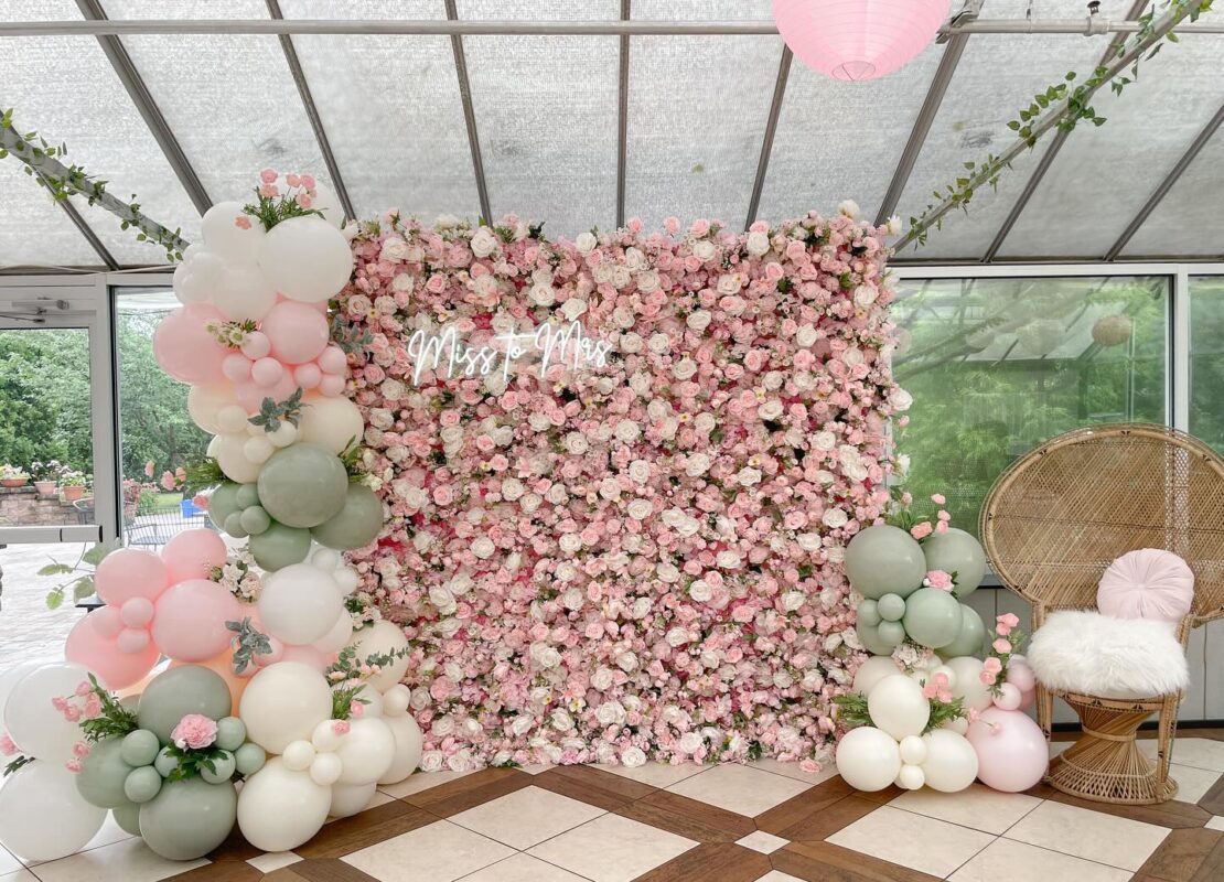 Artificial Flower Wall Backdrop — SKU 4D021