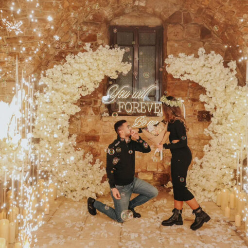 Romantic Double Arch Wedding with White Roses for a Beautiful Ceremony