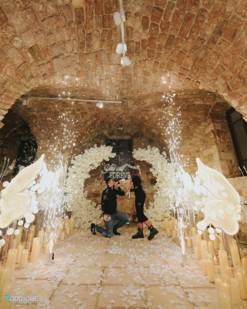 Romantic Double Arch Wedding with White Roses for a Beautiful Ceremony
