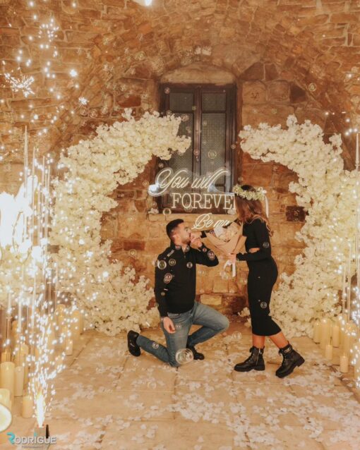Romantic Double Arch Wedding with White Roses for a Beautiful Ceremony