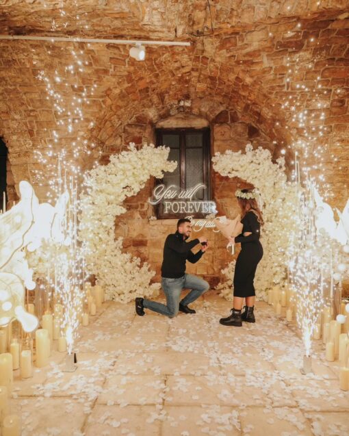 Romantic Double Arch Wedding with White Roses for a Beautiful Ceremony