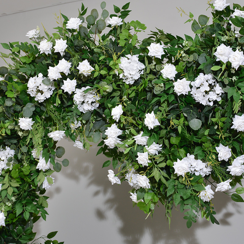 Romantic Heart-Shaped Arch with White Star Roses and Lush Greenery for a Dreamy Wedding Backdrop