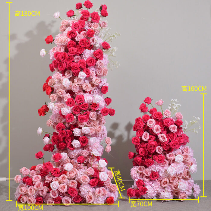 Romantic Peach and White Rose Wedding Arch with Hot Pink Accents for Elegant Events