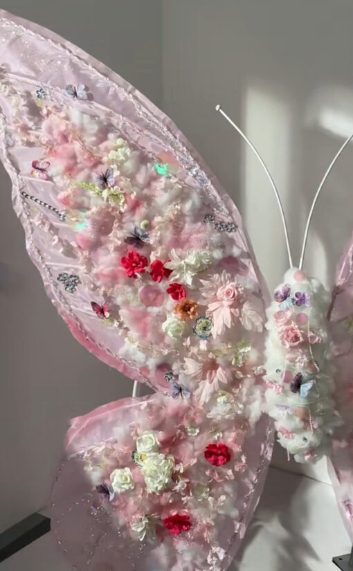Romantic Pink Butterfly Backdrop with Delicate Pastel Design for Wedding Decorations