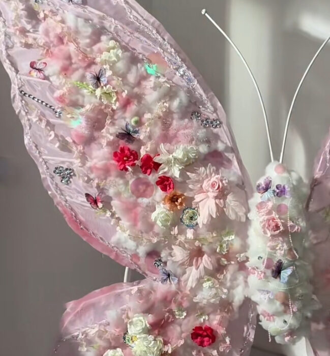 Romantic Pink Butterfly Backdrop with Delicate Pastel Design for Wedding Decorations